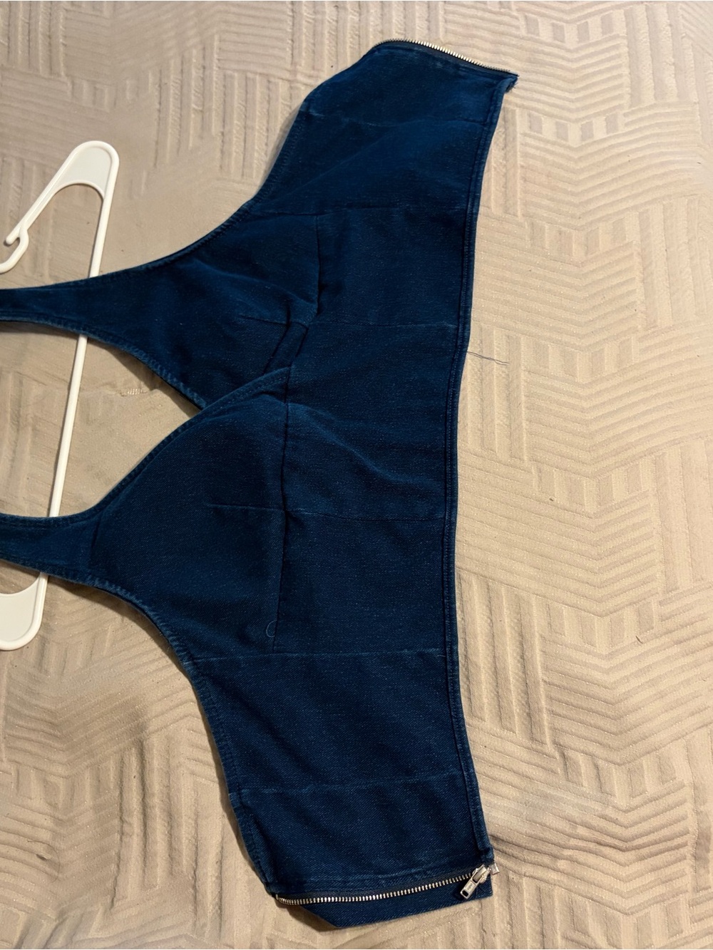 SHEIN Navy Blue Crop Tank Top with Front Zipper